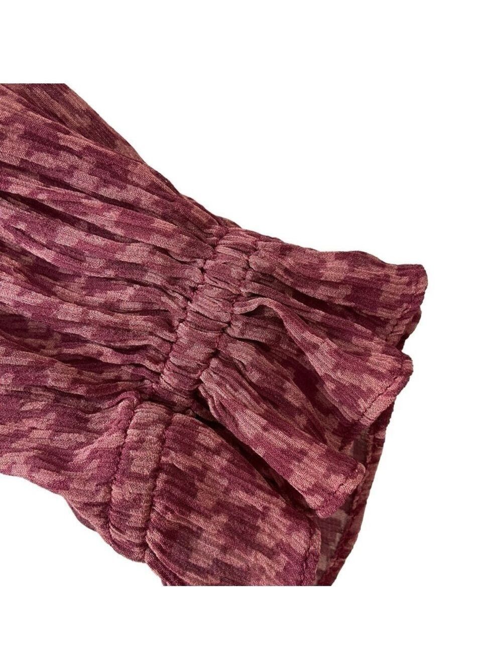 Paige Brea 100% Silk Burgundy Red Houndstooth Blouse Sheer Small houndstooth - Picture 9 of 15